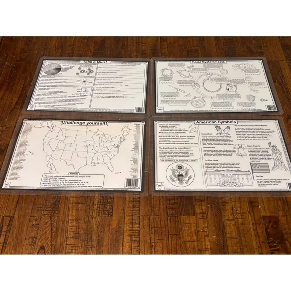 Tot Talk 2022 Laminated Kids Learning Home School Place Mat  4 Reversible Mats